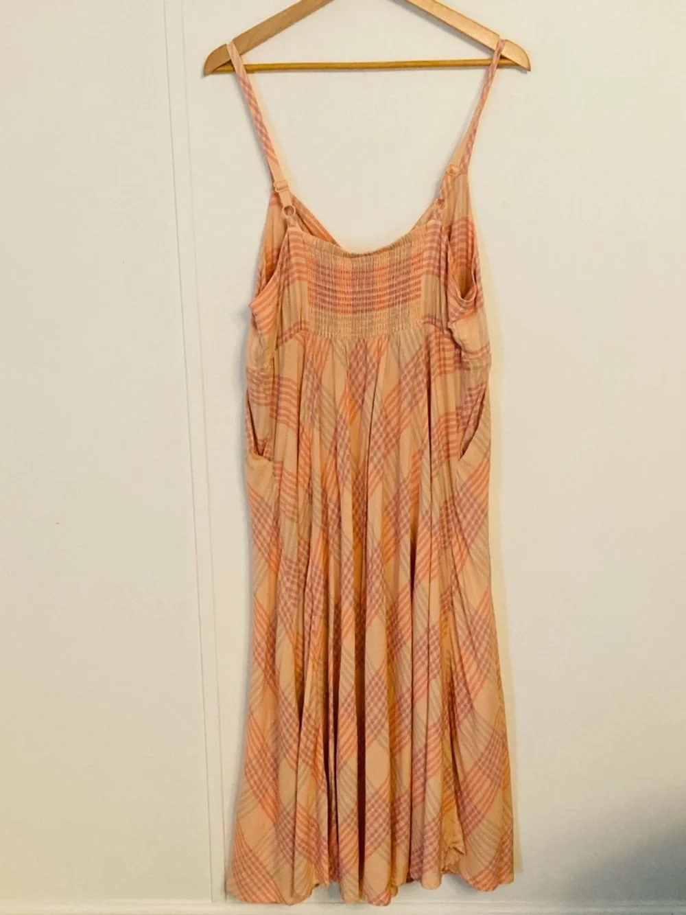 torrid Peach Plaid Challis Button-Front Midi Dress Size 1X Sleeveless - Picture 11 of 16